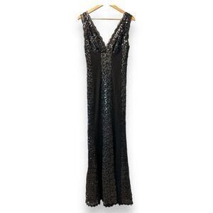 Nicole Bakti Dress Gown Women's Medium Metallic Sequin Lace Fairy Whimsy Wedding